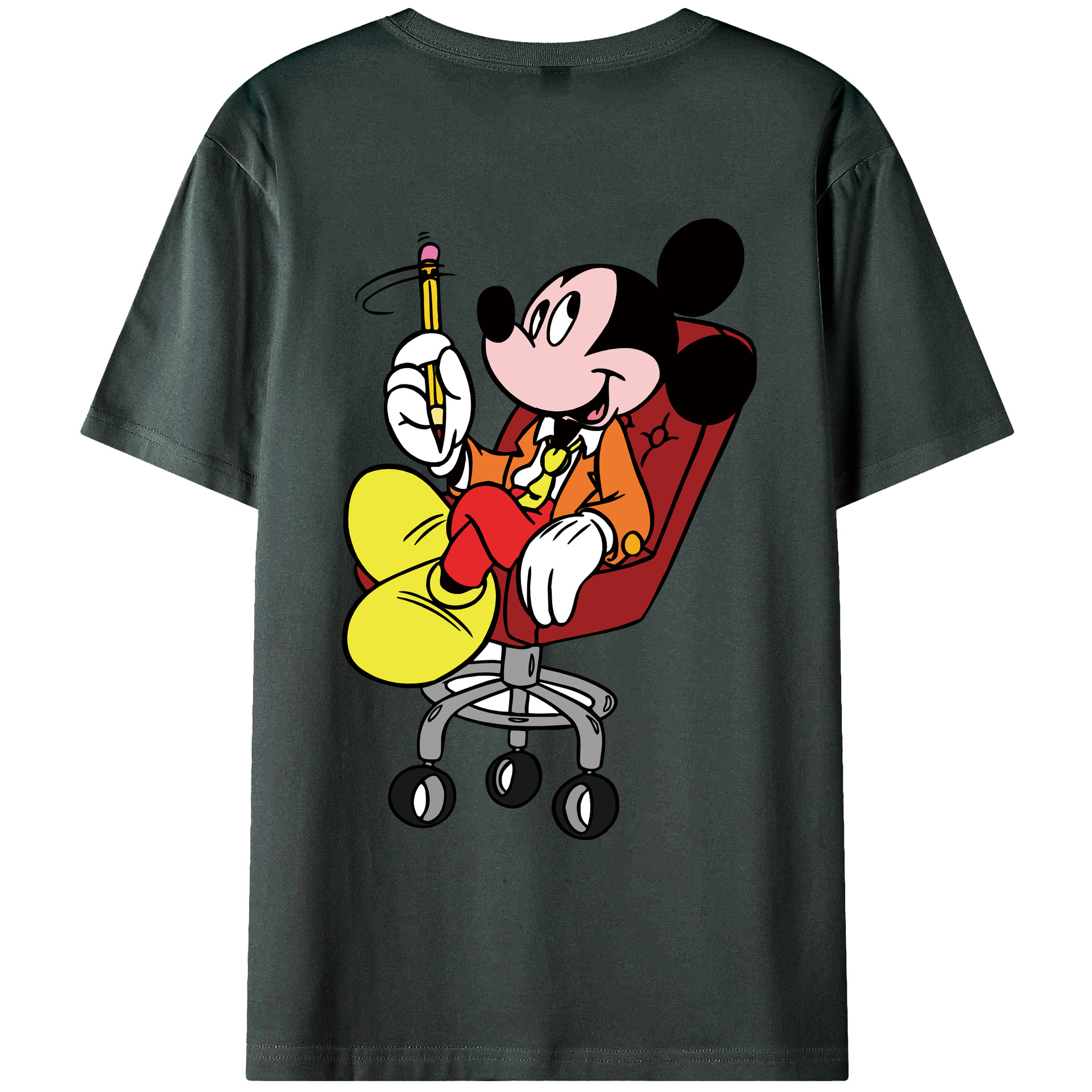 ミッキーマウス Mickey Mouse 綿100％ メンズ半袖Tシャツ（バックプリント） 通気性